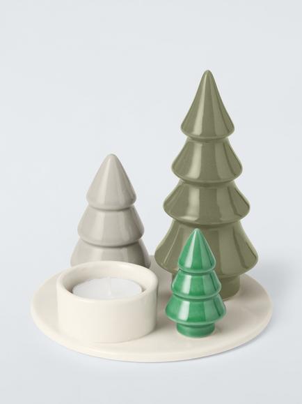 John Lewis Ceramic Tree Trio Tealight Holder, Multi