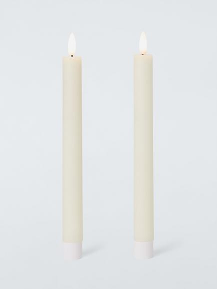 Lumineo LED Rustic Dinner Candle, Set of 2, H24.5cm, White