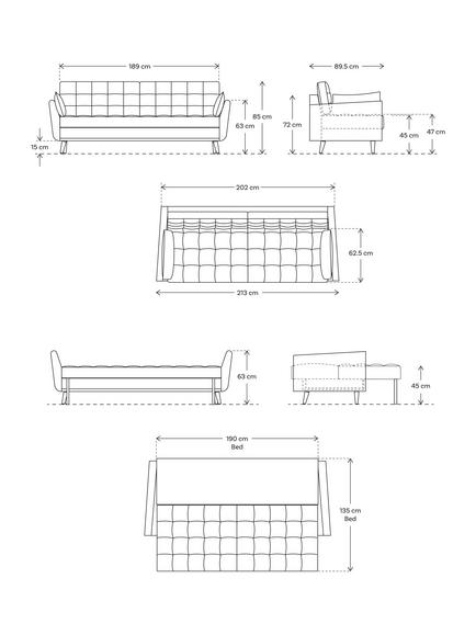 Swyft Model 10 Large 3 Seater Sofa Bed - view 2, Velvet Bone