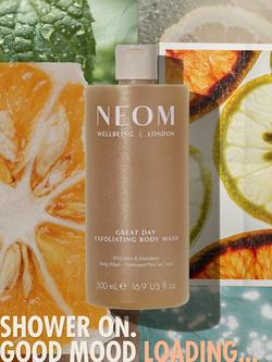 NEOM Wellbeing London Great Day Exfoliating Body Wash, 500ml - view 2, Clear