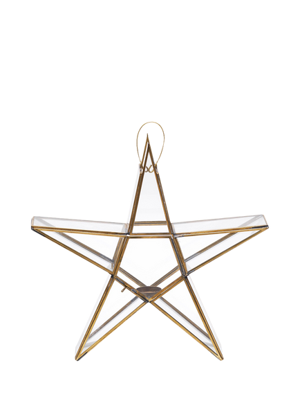 nkuku Sanwi Brass Star Tealight Lantern, Brass
