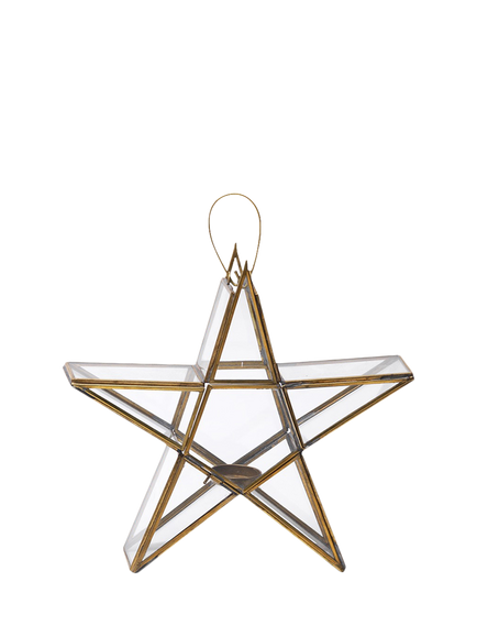 nkuku Sanwi Brass Star Tealight Lantern - view 2, Brass