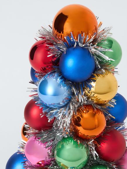 John Lewis Bauble and Tinsel Tree, Multi, H41cm - view 2, Red