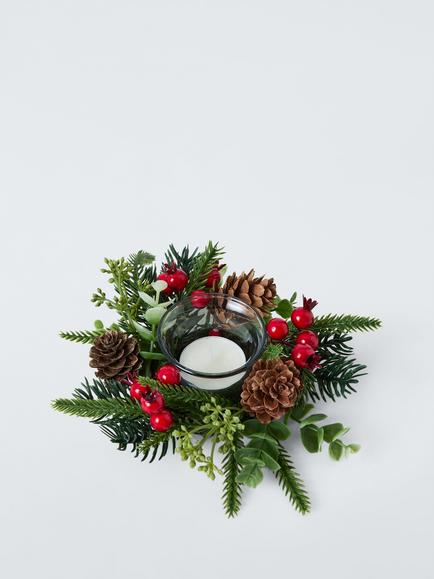 John Lewis Foliage Single Tealight Holder - view 2, Gold