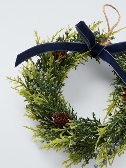 John Lewis Mini Pine Cone Wreath Room Decoration - view 2, Green
