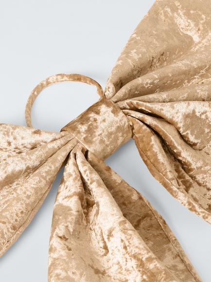 John Lewis Velvet Bow Decoration, Champagne, W60cm - view 2, White