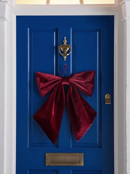John Lewis Velvet Bow Decoration, Red, W60cm - view 2, White