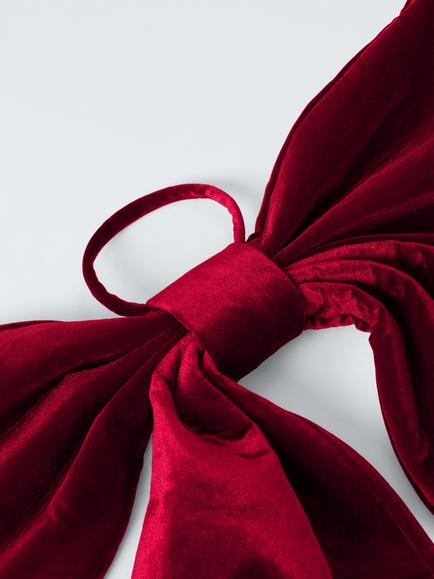John Lewis Velvet Bow Decoration, Red, W60cm - view 2, White