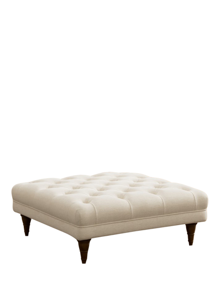 Laura Ashley Gloucester Footstool, Teak Leg, Anneliese Oyster, Anneliese Oyster