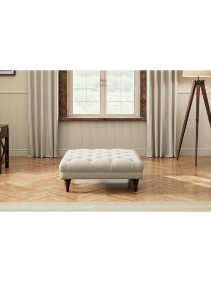 Laura Ashley Gloucester Footstool, Teak Leg, Anneliese Oyster - view 2, Anneliese Oyster