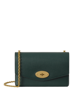 Mulberry Small Darley Small Classic Grain Leather Shoulder Bag, Mulberry Green
