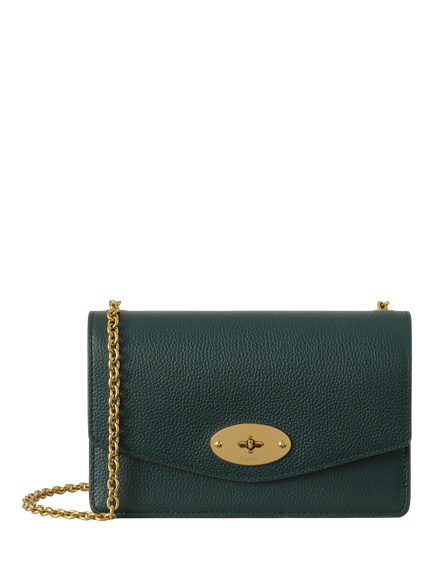 Mulberry Small Darley Small Classic Grain Leather Shoulder Bag, Mulberry Green
