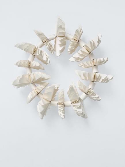 John Lewis Paper Fan Wreath, Mini, Cream, Multi