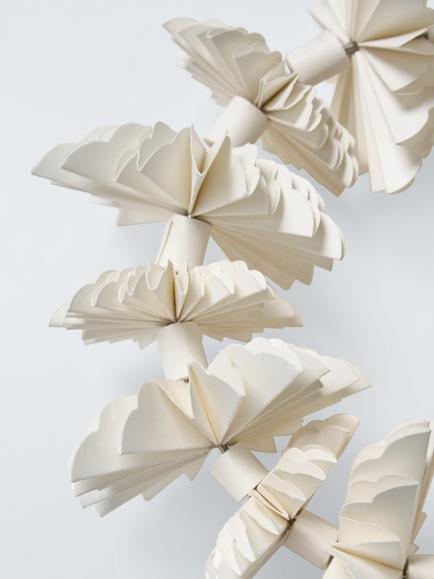 John Lewis Paper Fan Wreath, Mini, Cream - view 2, Multi