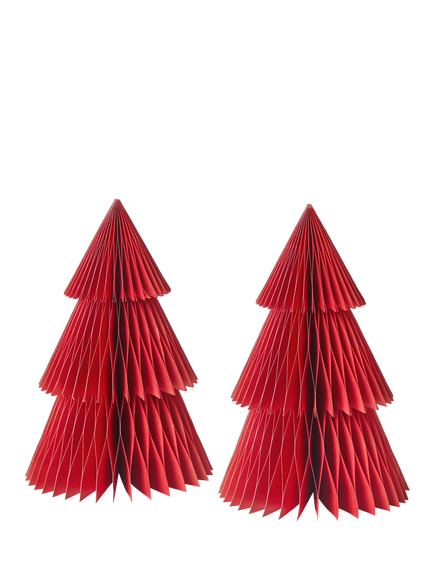 John Lewis Honeycomb Christmas Trees, Pack of 2, Red, Red