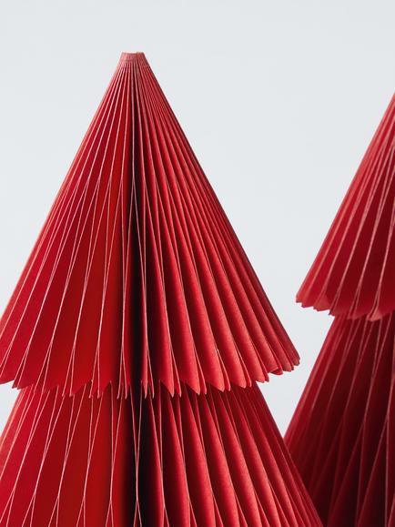 John Lewis Honeycomb Christmas Trees, Pack of 2, Red - view 2, Red