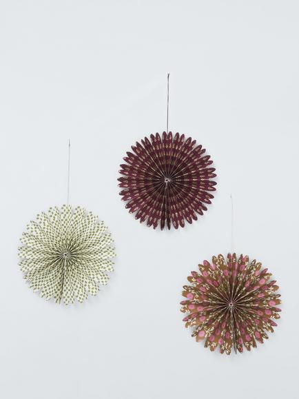John Lewis Paper Fan Decorations, Pack of 3, Small, Multi
