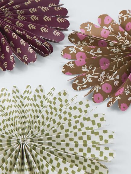 John Lewis Paper Fan Decorations, Pack of 3, Small - view 2, Multi