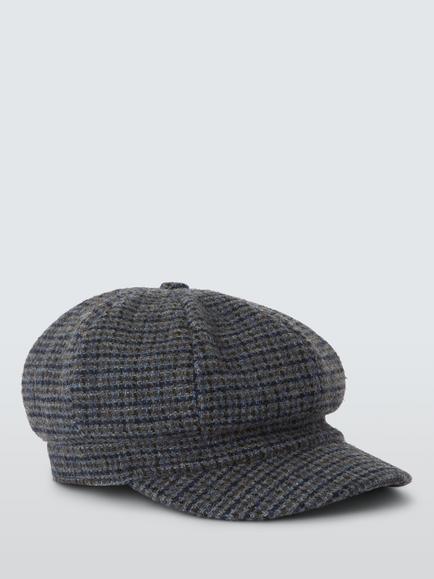 John Lewis Tweed Wool Blend Bakerboy Hat, Green Multi, Green Multi