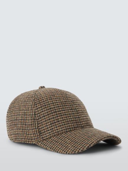 John Lewis Tweed Baseball Cap, Brown Multi - view 2, Brown Multi