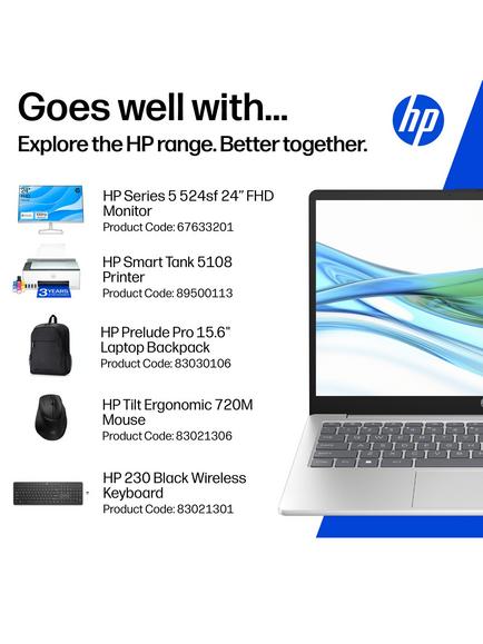 HP 14-ep0022na Laptop, Intel Core i5 Processor, 8GB RAM, 256GB SSD, 14” Full HD, Natural Silver - view 2, Natural Silver