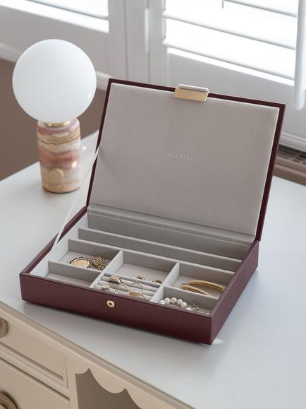 Stackers Classic Lid Jewellery Box, Burgundy - view 2, Burgundy