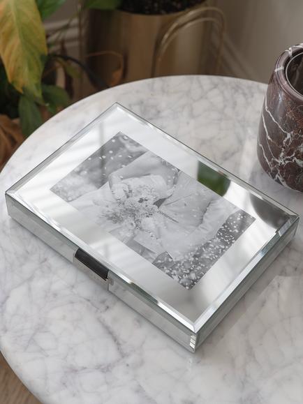 Stackers Glass Collection Mirrored Photo Jewellery Box Lid - view 2, Glass