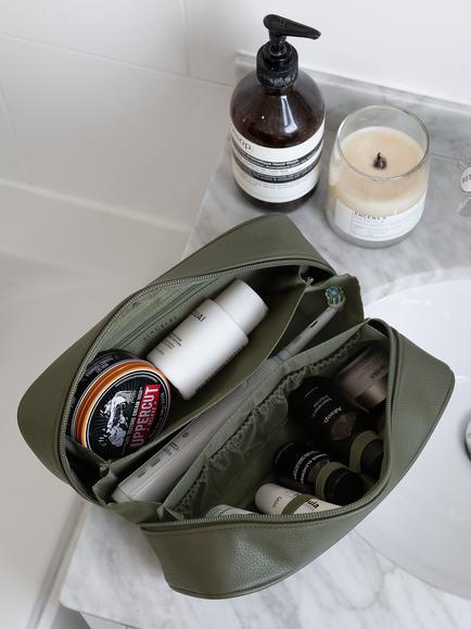 Stackers Pop Up Men's Wash Bag, Olive - view 2, Olive