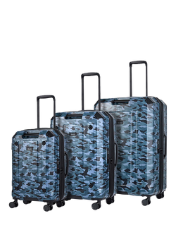 Rock Alpine 3-Piece Expandable 8-Wheel Suitcase Set, Blue Camouflage