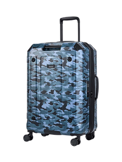 Rock Alpine Medium 65cm Expandable 8-Wheel Suitcase, 65/74L, Blue Camouflage