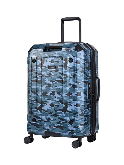 Rock Alpine Medium 65cm Expandable 8-Wheel Suitcase, 65/74L, Blue Camouflage
