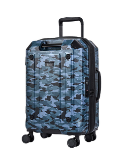 Rock Alpine Small Expandable 8-Wheel Cabin Suitcase 39/45L, Blue Camouflage