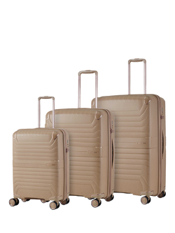 Rock Astrid 3-Piece Expandable 8-Wheel Suitcase Set, Beige