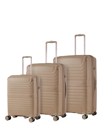 Rock Astrid 3-Piece Expandable 8-Wheel Suitcase Set, Beige