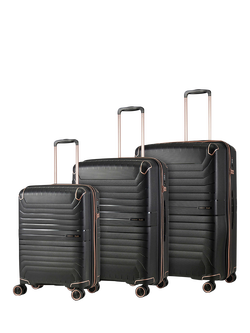 Rock Astrid 3-Piece Expandable 8-Wheel Suitcase Set, Black
