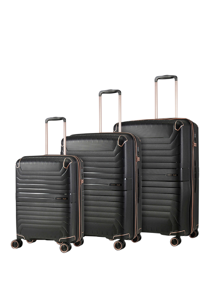 Rock Astrid 3-Piece Expandable 8-Wheel Suitcase Set, Black