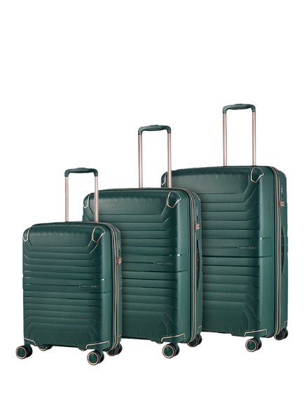 Rock Astrid 3-Piece Expandable 8-Wheel Suitcase Set, Green