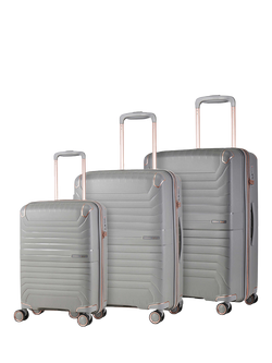 Rock Astrid 3-Piece Expandable 8-Wheel Suitcase Set, Grey