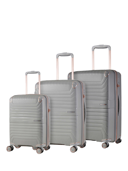 Rock Astrid 3-Piece Expandable 8-Wheel Suitcase Set, Grey