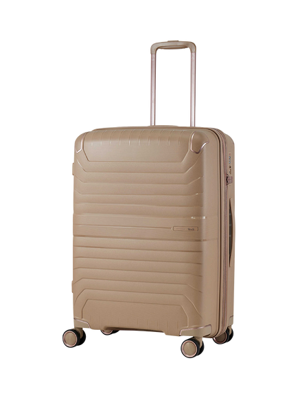 Rock Astrid Medium 65cm Expandable 8-Wheel Suitcase, 61/69L, Beige