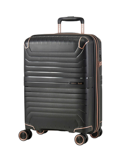 Rock Astrid Small Expandable 8-Wheel Cabin Suitcase, 31/36L, Black