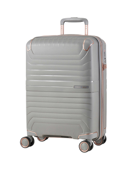 Rock Astrid Small Expandable 8-Wheel Cabin Suitcase, 31/36L, Grey
