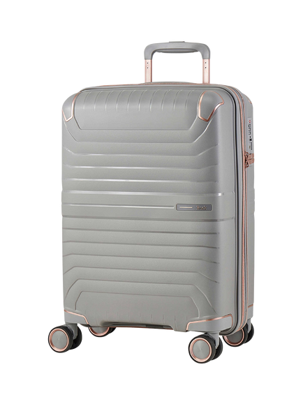 Rock Astrid Small Expandable 8-Wheel Cabin Suitcase, 31/36L, Grey
