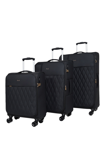 Rock Ember 3-Piece 8-Wheel Suitcase Set, Black