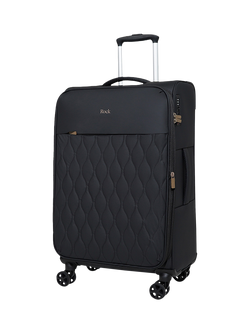 Rock Ember Medium Expandable 8-Wheel Suitcase, 46/55L, Black