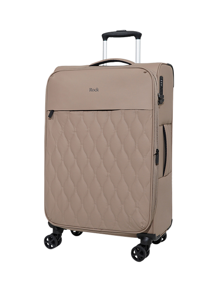 Rock Ember Medium Expandable 8-Wheel Suitcase, 46/55L, Mocha