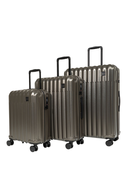 Rock Luna 3-Piece 8-Wheel Suitcase Set, Charcoal