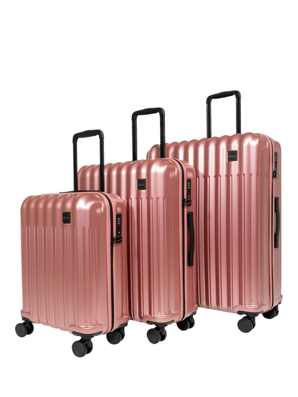 Rock Luna 3-Piece 8-Wheel Suitcase Set, Pink