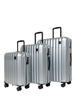 Rock Luna 3-Piece 8-Wheel Suitcase Set, Silver