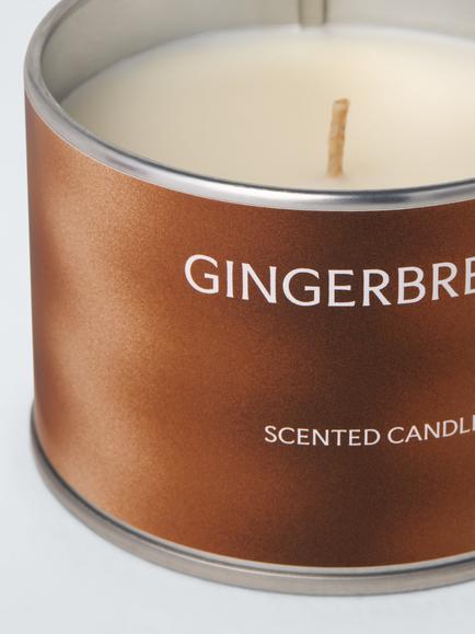 John Lewis Gingerbread Tin Scented Candle, 147g - view 2, Orange